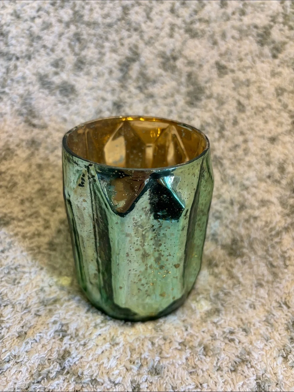Decorative Sage Green Mercury Glass Votive Candle Holder NWT Pier One 3.75x3”